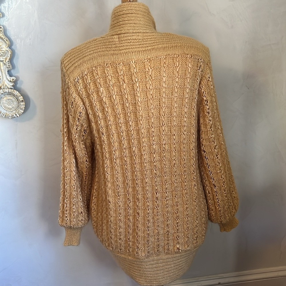 Alexa Grace Gold Wool & Mohair Blend Cardigan ribbon & pearl details Size Medium - Picture 5 of 17